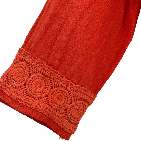 NWT Sigrid Olsen Coral V-Neck Three Quarter Sleeve Linen Tunic Top S… - Picture 3 of 6